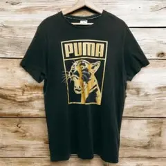 PUMA ゴールド デカロゴTシャツ ブラック XL