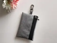 リール付き　キーケース☆ヒッコリーデニム×ストライプ　ハンドメイド