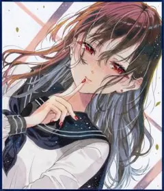 アナログイラスト 手描きイラスト 色紙 レッドブラック