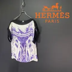 HERMES エルメス 総柄 シルク ブラウス シャツ