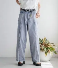 新品 ローリーズファーム CONE /ワイドストレートパンツ デニムパンツ