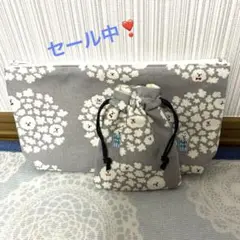ハンドメイド　ポーチ2点セット　ポップコーンわんこ