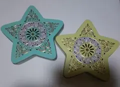 カルディ 星缶 水色&黄色
