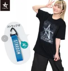 アベイル ×STARDAM　 Tシャツ（黒色）LL ストラップ&なつぽいタグ付き