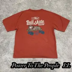 【POWER TO THE PEOPLE】Tシャツ　チェーンステッチ　刺繍　LL