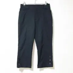 ヒロタ【M〜L】クロップド丈パンツ ウエスト1部ゴム ストレート 裾ボタン 黒