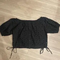 GU ＊ コットンレース クロップドブラウス 半袖 オフショル 美品