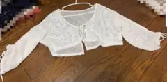 ホワイトメッシュクロップドカーディガン