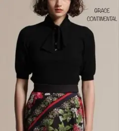 GRACE CONTINENTAL リボンボウタイニットトップ