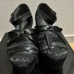 【中古品】axesfemme ジャガードレースアップパンプス