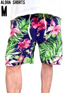 アロハ ショートパンツ 男女兼用 レーヨン100% A-5 ネイビー M 新品