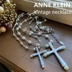 Vintage◆ANNE KLEIN◆パール2連ダブルクロス◆ネックレス