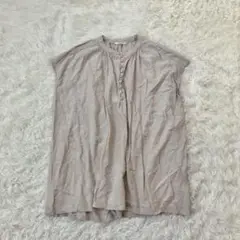 エシーム　ノースリーブブラウス　フレンチスリーブ　透け感　ゆったり　ベージュ　M