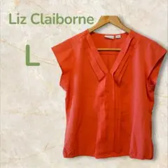 【美品】Liz Claiborne オレンジ 半袖ブラウス PL オフィス