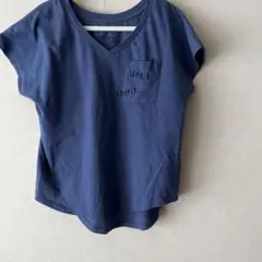 値下げ600円 ネイビー Vネック Tシャツ ポケット付き