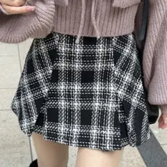 GRL インパン裏地付きツイードチェックミニスカート tu891