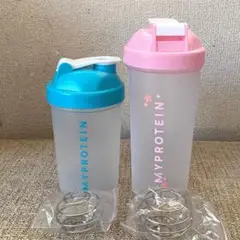 マイプロテイン シェイカー400ml(青)&シェイカー600ml(桜)