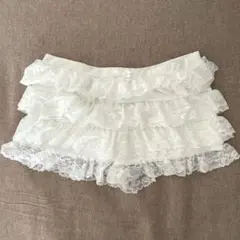 フリルミニスカート レース ホワイト y2k グランジ 古着 ショートパンツ 白