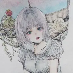 手描きイラスト アナログ オリジナル おやすみ
