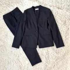 美品 PLST プラステ パンツスーツセットアップ 洗える ネイビー　リネン