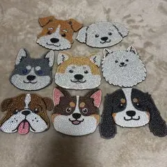 ダイヤモンドアート完成品　犬コースター8枚セット
