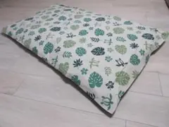 長座布団カバー 綿100％ 68X120㎝ モンステラ柄 GR