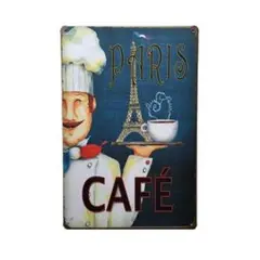 K182 ブリキ看板 カフェ パリ コーヒー エッフェル塔 cafe インテリア