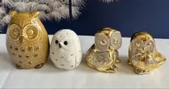 フクロウ置物 4点セット