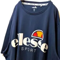 エレッセ ロゴ Tシャツ ネイビー 紺色 2XL 古着