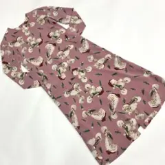 ワンダフルワールド ピンクパープル サンタ ツリー柄 ポリ ワンピース