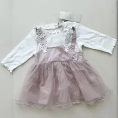 【新品・タグ付き】 プティマイン petitmain チュール 花 ロンパース