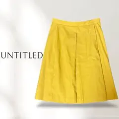 【UNTITLED】 アンタイトル　プリーツスカート イエロー　ひざ丈　【M】