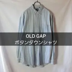 OLD GAP Lサイズ ブルー ストライプ ボダンダウンシャツ
