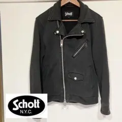 SCHOTT スウェットダブルライダースジャケット ショット ブラック M