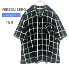 【VERSOLIBERO】麻混　半袖シャツ　チェック　涼しげ　羽織り　カジュアル