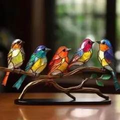 残りわずか カラフルハチドリ 鳥 ステンドグラス風 サンキャッチャー アクリル
