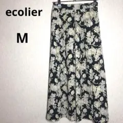 ecolier M 花柄 タック ロングスカート 総柄 古着 ヴィンテージ
