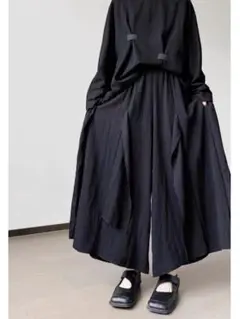 ゆったり 無地 ワイドパンツ I 着痩せ 九分丈 キュロットスカ—ト オシャレ