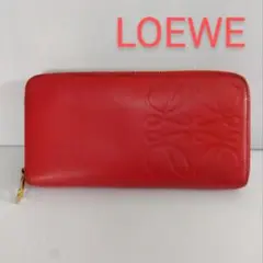 HR02 ロエベ 極美品 アナグラム ラウンドファスナー長財布 ゴールド金具