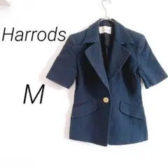 【1461】Harrods ハロッズ　半袖テーラードジャケット　M ネイビー