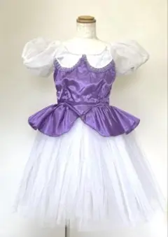 【美品】バレエ衣装 チュチュ バープル パフスリーブ 襟付きA 110～120