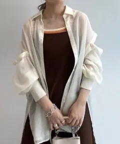 【Wcloset】 2WAYショルダースリット シアーシャツ フリーサ