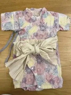 美品　プティマイン ロンパース甚平　花火　80センチ