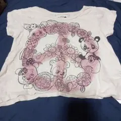 動物と花のイラストTシャツ サイズ4