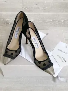 JIMMY CHOO ジミーチュウ ドットメッシュポインテッドトゥパンプス