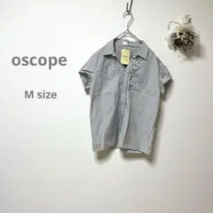 新品未使用　オスコープ　シャツ　ブラウス　ストライプ　フリル タグ付き　綿　M