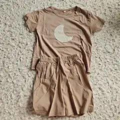 ベージュ 月モチーフ Tシャツ& ショートパンツ 110