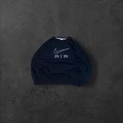 NIKE AIRトレーナーロゴ刺繍スウッシュブラック短丈身幅広め