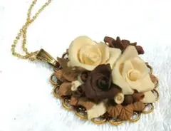 ヴィンテージ 薔薇 ロングネックレス
