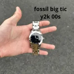 【未使用級】FOSSIL BIG TIC 漢数字 黒文字盤 y2k レア】FOSSIL BIG TIC 漢数字 黒文字盤 y2k 時計
